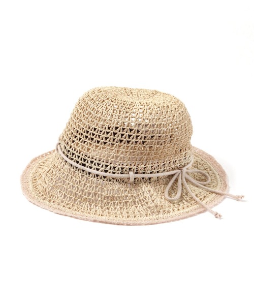 studio CLIP（スタディオクリップ）の「ペーパー&レース編みハット（ハット・レディース・オフホワイト/ブラック・FREE）」の2枚目の写真