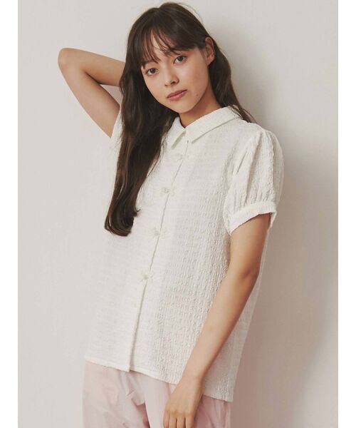 merry jenny（メリージェニー）の「パフスリーブチャイナブラウス（シャツ/ブラウス・レディース・ブラック/オフホワイト・FREE）」の2枚目の写真