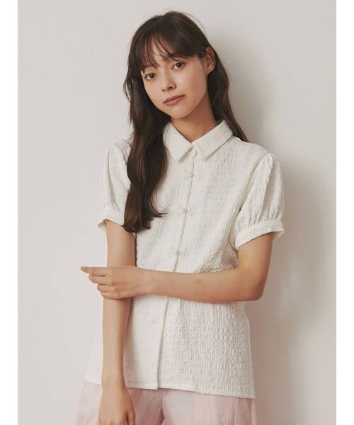 merry jenny（メリージェニー）の「パフスリーブチャイナブラウス（シャツ/ブラウス・レディース・ブラック/オフホワイト・FREE）」の3枚目の写真