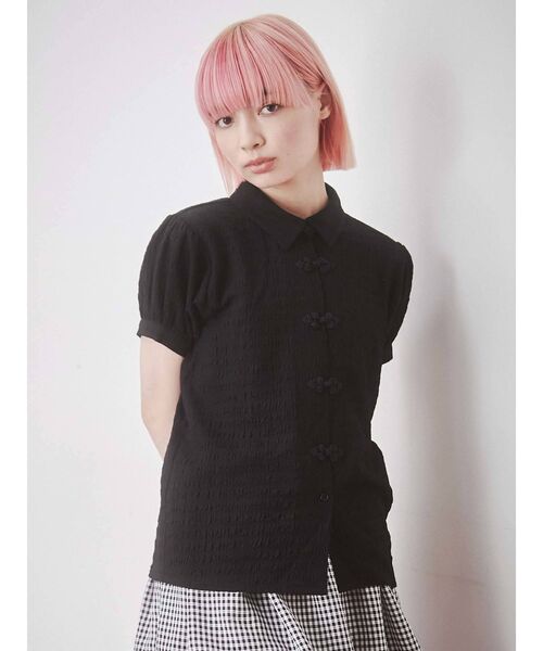 merry jenny（メリージェニー）の「パフスリーブチャイナブラウス（シャツ/ブラウス・レディース・ブラック/オフホワイト・FREE）」の9枚目の写真