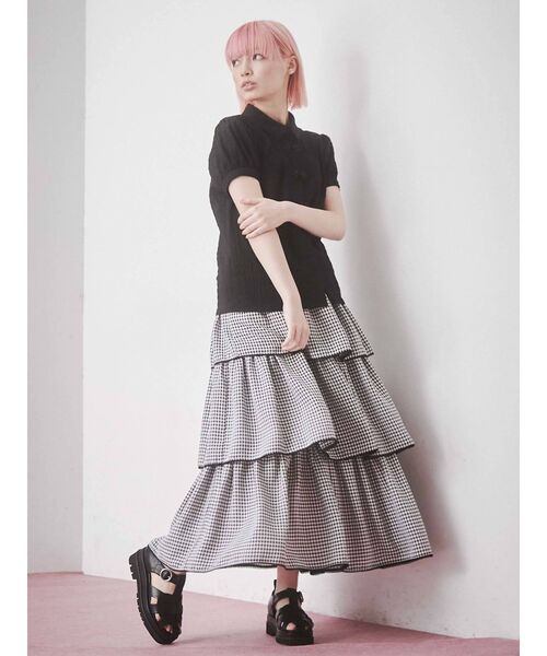 merry jenny（メリージェニー）の「パフスリーブチャイナブラウス（シャツ/ブラウス・レディース・ブラック/オフホワイト・FREE）」の10枚目の写真