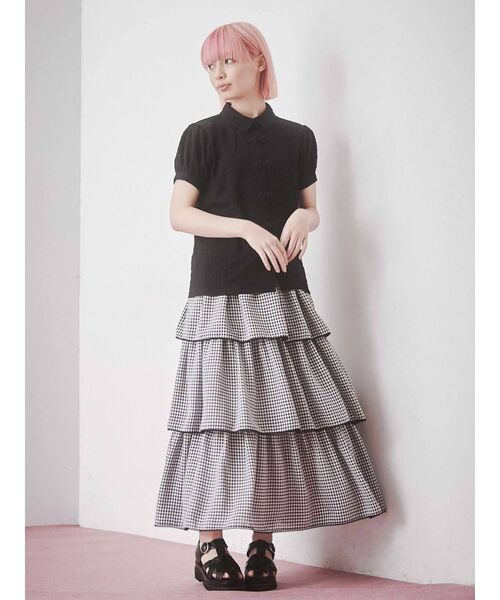 merry jenny（メリージェニー）の「パフスリーブチャイナブラウス（シャツ/ブラウス・レディース・ブラック/オフホワイト・FREE）」の12枚目の写真