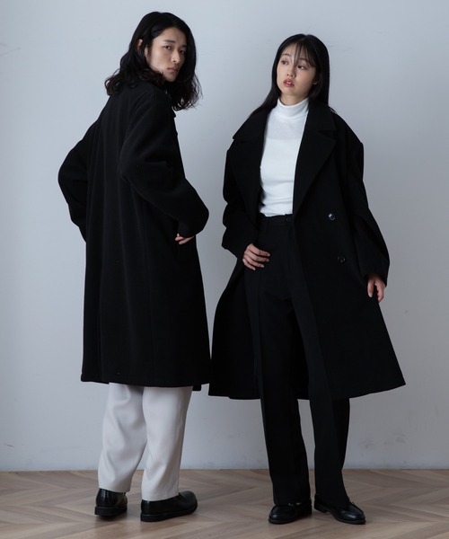 THE STANDARD（ザスタンダード）の「WEGO/ニットメルトンダブルチェスターコート（チェスターコート・メンズ・ベージュ/ブラック・MEDIUM/LARGE）」の16枚目の写真