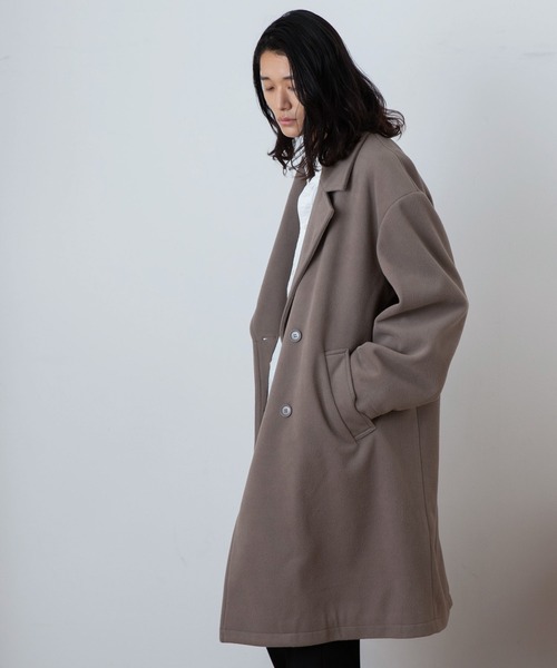 THE STANDARD（ザスタンダード）の「WEGO/ニットメルトンダブルチェスターコート（チェスターコート・メンズ・ベージュ/ブラック・MEDIUM/LARGE）」の20枚目の写真