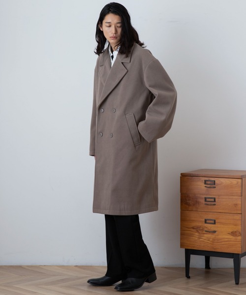 THE STANDARD（ザスタンダード）の「WEGO/ニットメルトンダブルチェスターコート（チェスターコート・メンズ・ベージュ/ブラック・MEDIUM/LARGE）」の19枚目の写真