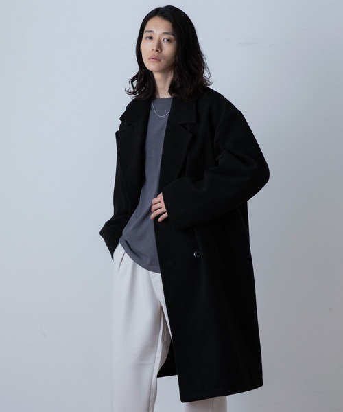 THE STANDARD（ザスタンダード）の「WEGO/ニットメルトンダブルチェスターコート（チェスターコート・メンズ・ベージュ/ブラック・MEDIUM/LARGE）」の9枚目の写真