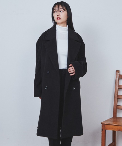 THE STANDARD（ザスタンダード）の「WEGO/ニットメルトンダブルチェスターコート（チェスターコート・メンズ・ベージュ/ブラック・MEDIUM/LARGE）」の12枚目の写真