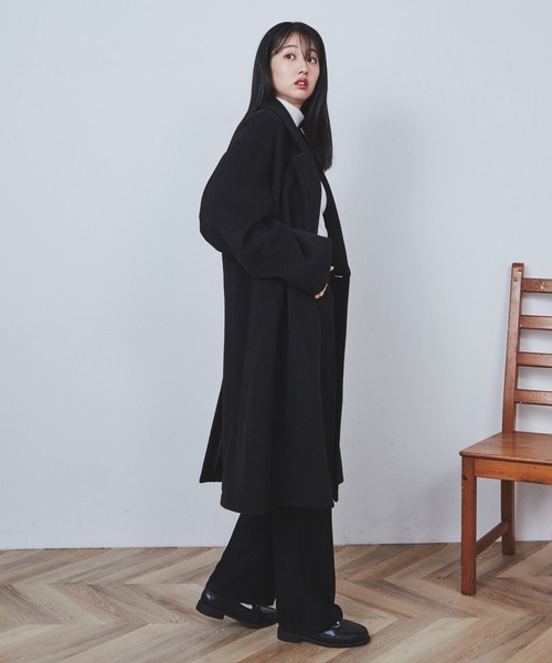 THE STANDARD（ザスタンダード）の「WEGO/ニットメルトンダブルチェスターコート（チェスターコート・メンズ・ベージュ/ブラック・MEDIUM/LARGE）」の11枚目の写真