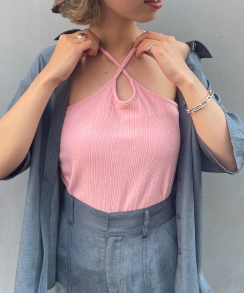 CIAOPANIC（チャオパニック）の「2WAYアメスリパット付きキャミソール（キャミソール・レディース・ブラック/オフホワイト/ピンク/グリーン・FREE）」の4枚目の写真