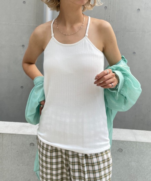 CIAOPANIC（チャオパニック）の「2WAYアメスリパット付きキャミソール（キャミソール・レディース・ブラック/オフホワイト/ピンク/グリーン・FREE）」の12枚目の写真