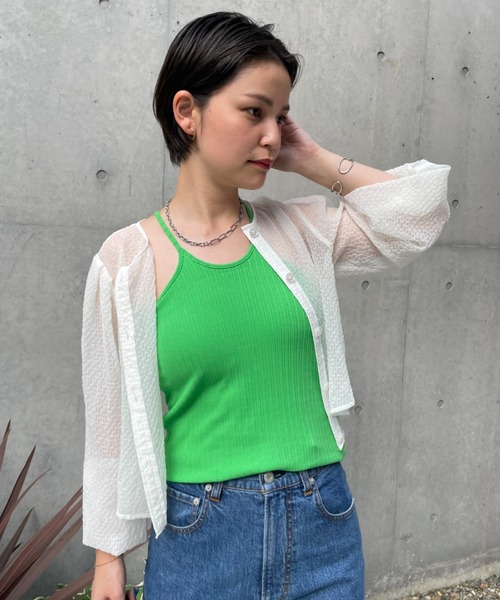 CIAOPANIC（チャオパニック）の「2WAYアメスリパット付きキャミソール（キャミソール・レディース・ブラック/オフホワイト/ピンク/グリーン・FREE）」の15枚目の写真