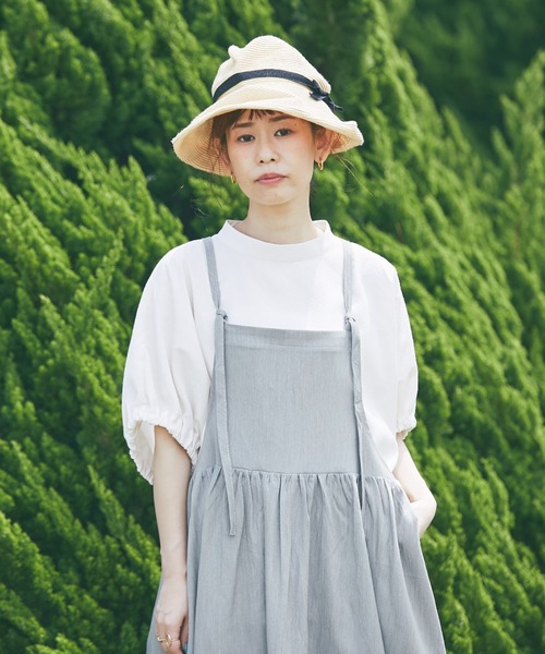 and R（アンドアール）の「エプロンギャザーワンピース（ジャンパースカート・レディース・ネイビー/ダークグレー/アッシュグレー・FREE）」の4枚目の写真