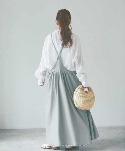 and R（アンドアール）の「エプロンギャザーワンピース（ジャンパースカート・レディース・ネイビー/ダークグレー/アッシュグレー・FREE）」の22枚目の写真