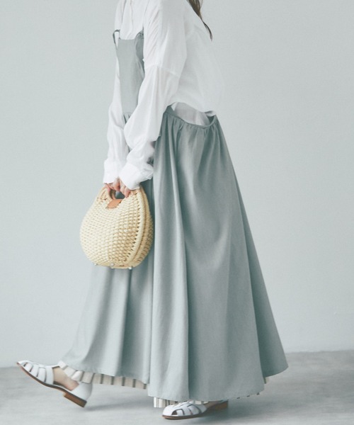 and R（アンドアール）の「エプロンギャザーワンピース（ジャンパースカート・レディース・ネイビー/ダークグレー/アッシュグレー・FREE）」の14枚目の写真