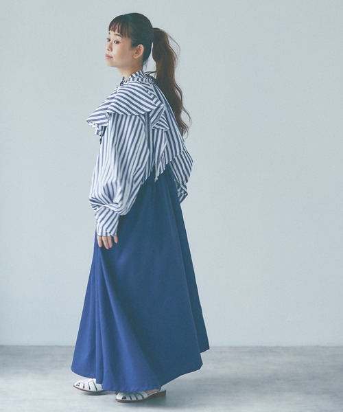 and R（アンドアール）の「エプロンギャザーワンピース（ジャンパースカート・レディース・ネイビー/ダークグレー/アッシュグレー・FREE）」の20枚目の写真