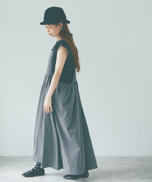 and R（アンドアール）の「エプロンギャザーワンピース（ジャンパースカート・レディース・ネイビー/ダークグレー/アッシュグレー・FREE）」の15枚目の写真