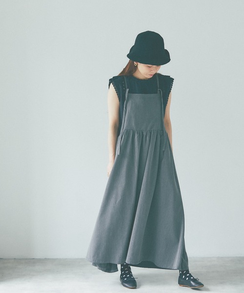 and R（アンドアール）の「エプロンギャザーワンピース（ジャンパースカート・レディース・ネイビー/ダークグレー/アッシュグレー・FREE）」の12枚目の写真