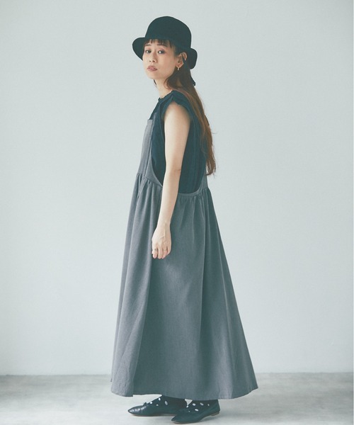and R（アンドアール）の「エプロンギャザーワンピース（ジャンパースカート・レディース・ネイビー/ダークグレー/アッシュグレー・FREE）」の21枚目の写真