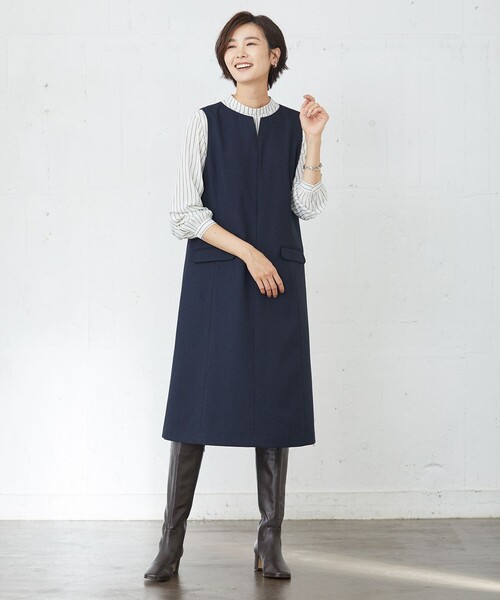 J.PRESS(ジェイプレス)の「【洗える】シルクタッチ ダブルストライプ スタンドカラー ブラウス(シャツ/ブラウス・レディース・ネイビー系1/ホワイト系1/ピンク系1・T15/T13)」の12枚目の写真