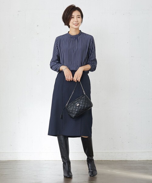 J.PRESS(ジェイプレス)の「【洗える】シルクタッチ ダブルストライプ スタンドカラー ブラウス(シャツ/ブラウス・レディース・ネイビー系1/ホワイト系1/ピンク系1・T15/T13)」の15枚目の写真