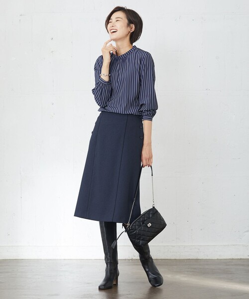 J.PRESS(ジェイプレス)の「【洗える】シルクタッチ ダブルストライプ スタンドカラー ブラウス(シャツ/ブラウス・レディース・ネイビー系1/ホワイト系1/ピンク系1・T15/T13)」の16枚目の写真