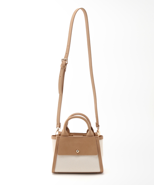 B.C STOCK(ベーセーストック)の「キャンバスミニショルダーBAG◆(クラッチバッグ・レディース・ブラック/ベージュ・FREE)」の3枚目の写真