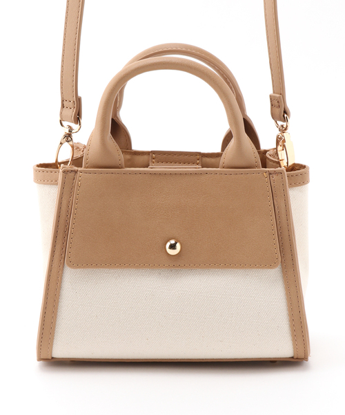 B.C STOCK(ベーセーストック)の「キャンバスミニショルダーBAG◆(クラッチバッグ・レディース・ブラック/ベージュ・FREE)」の7枚目の写真