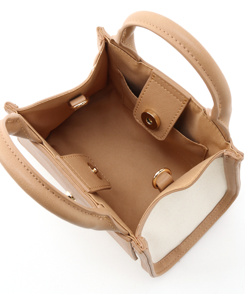 B.C STOCK(ベーセーストック)の「キャンバスミニショルダーBAG◆(クラッチバッグ・レディース・ブラック/ベージュ・FREE)」の10枚目の写真