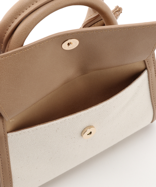 B.C STOCK(ベーセーストック)の「キャンバスミニショルダーBAG◆(クラッチバッグ・レディース・ブラック/ベージュ・FREE)」の21枚目の写真