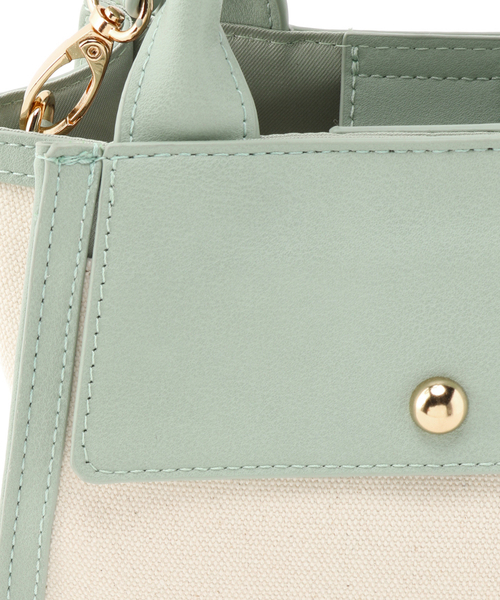 B.C STOCK(ベーセーストック)の「キャンバスミニショルダーBAG◆(クラッチバッグ・レディース・ブラック/ベージュ・FREE)」の5枚目の写真
