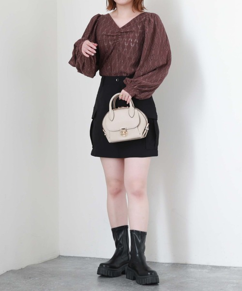 archives（アルシーヴ）の「フロントギャザーカットレースプルオーバー（Tシャツ/カットソー・レディース・ブラウン/ブラック/アイボリー/ブルーグレー・MEDIUM）」の9枚目の写真