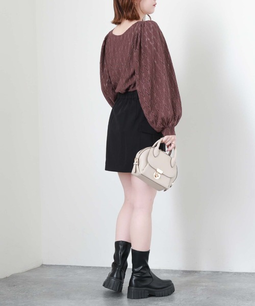 archives（アルシーヴ）の「フロントギャザーカットレースプルオーバー（Tシャツ/カットソー・レディース・ブラウン/ブラック/アイボリー/ブルーグレー・MEDIUM）」の10枚目の写真