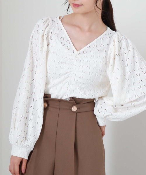 archives（アルシーヴ）の「フロントギャザーカットレースプルオーバー（Tシャツ/カットソー・レディース・ブラウン/ブラック/アイボリー/ブルーグレー・MEDIUM）」の14枚目の写真