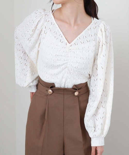 archives（アルシーヴ）の「フロントギャザーカットレースプルオーバー（Tシャツ/カットソー・レディース・ブラウン/ブラック/アイボリー/ブルーグレー・MEDIUM）」の11枚目の写真