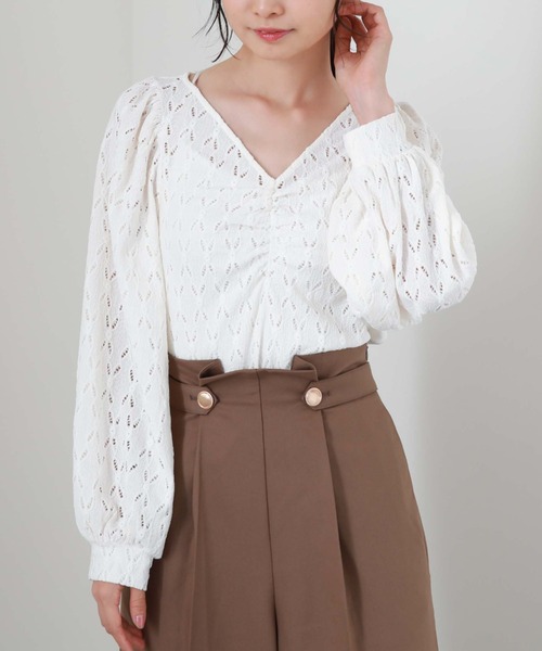 archives（アルシーヴ）の「フロントギャザーカットレースプルオーバー（Tシャツ/カットソー・レディース・ブラウン/ブラック/アイボリー/ブルーグレー・MEDIUM）」の13枚目の写真