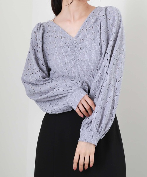 archives（アルシーヴ）の「フロントギャザーカットレースプルオーバー（Tシャツ/カットソー・レディース・ブラウン/ブラック/アイボリー/ブルーグレー・MEDIUM）」の18枚目の写真