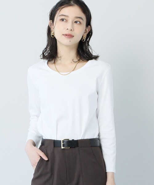 UNTITLED(アンタイトル)の「【抗菌防臭】クリーンフィール 長袖カットソー(Tシャツ/カットソー・レディース・ブラック/オフホワイト・44/48/01/02/03/04)」の1枚目の写真