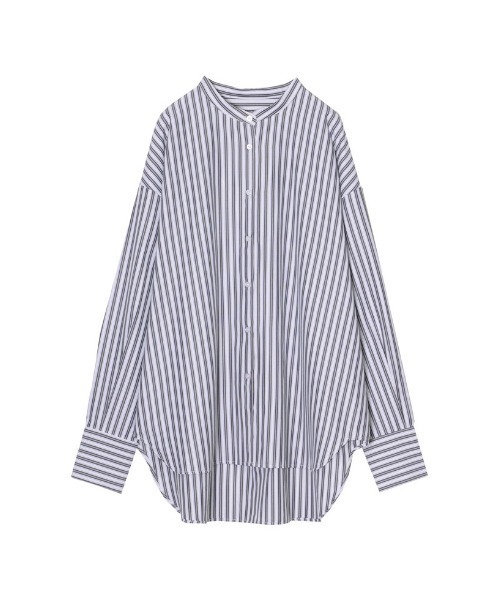 Re:EDIT（リエディ）の「マルチストライプバンドカラーオーバーサイズシャツ（シャツ/ブラウス・レディース・ラベンダー/ブラック/ブルー/ブラウン・MEDIUM/LARGE）」の2枚目の写真