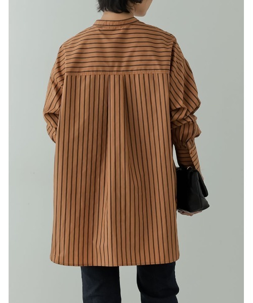 Re:EDIT（リエディ）の「マルチストライプバンドカラーオーバーサイズシャツ（シャツ/ブラウス・レディース・ラベンダー/ブラック/ブルー/ブラウン・MEDIUM/LARGE）」の15枚目の写真