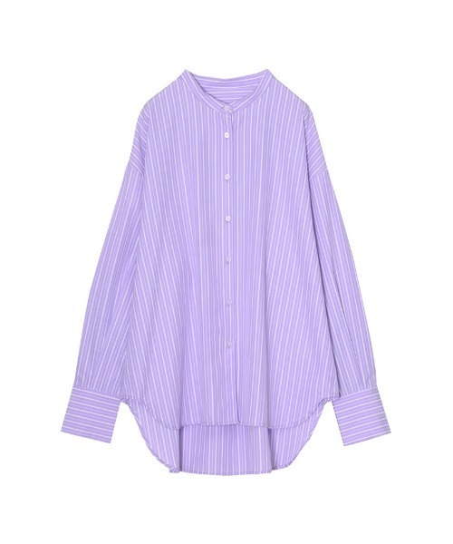 Re:EDIT（リエディ）の「マルチストライプバンドカラーオーバーサイズシャツ（シャツ/ブラウス・レディース・ラベンダー/ブラック/ブルー/ブラウン・MEDIUM/LARGE）」の9枚目の写真