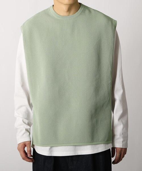 THE SHOP TK （ザ ショップ ティーケー ）の「◆【ベスト+ロンT セットアイテム】ポリニットサイドオープンベスト（ベスト・メンズ・ボルドー/ブラック/ライトグリーン/ベージュ・03/02/04）」の3枚目の写真