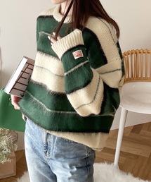 メンズのニット セーター グリーン カーキ 緑色系 ボーダー柄 ファッション通販 Zozotown