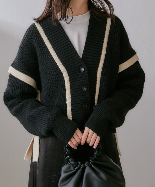 Lui's（ルイス）の「配色テープデザインショートカーディガン（カーディガン/ボレロ・レディース・ブルー/ブラック/アイボリー・FREE）」の3枚目の写真