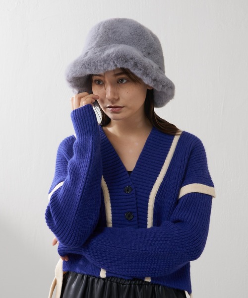 Lui's（ルイス）の「配色テープデザインショートカーディガン（カーディガン/ボレロ・レディース・ブルー/ブラック/アイボリー・FREE）」の6枚目の写真