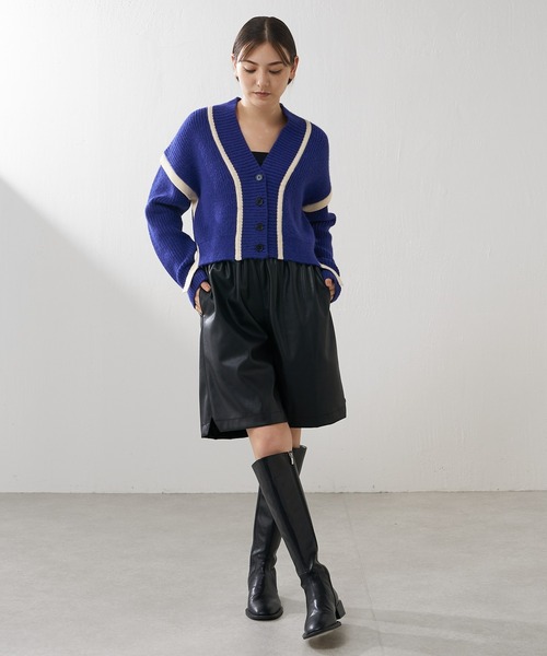 Lui's（ルイス）の「配色テープデザインショートカーディガン（カーディガン/ボレロ・レディース・ブルー/ブラック/アイボリー・FREE）」の10枚目の写真