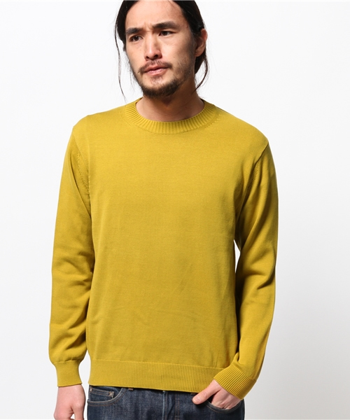 EDIFICE（エディフィス）の「◇ミドルゲージコットンクルーネックプルオーバー（ニット/セーター・メンズ・ホワイト/ブルー系その他/イエロー・48/46/44）」の3枚目の写真