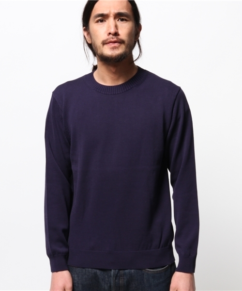 EDIFICE（エディフィス）の「◇ミドルゲージコットンクルーネックプルオーバー（ニット/セーター・メンズ・ホワイト/ブルー系その他/イエロー・48/46/44）」の4枚目の写真