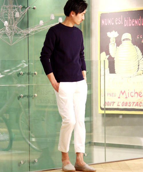 EDIFICE（エディフィス）の「◇ミドルゲージコットンクルーネックプルオーバー（ニット/セーター・メンズ・ホワイト/ブルー系その他/イエロー・48/46/44）」の15枚目の写真