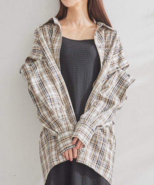 ADIRA（アディラ）の「マルチウェイオーバーシャツ（シャツ/ブラウス・レディース・ブルーグレー/ブラック・MEDIUM）」の2枚目の写真