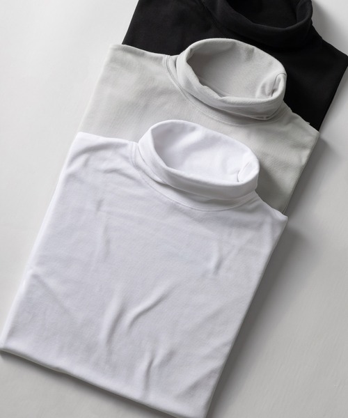 SlashDate（スラッシュデイト）の「ポンチタートルネック長袖Tシャツ（Tシャツ/カットソー・メンズ・ホワイト/ブラック/グレー・M/L）」の14枚目の写真